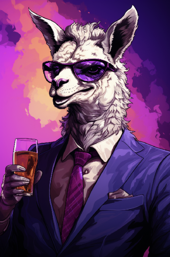 Generative AI Sample Image - Lama Drinking Cocktail